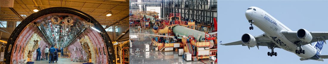 Exemples d'application de bielles carbone réglables pour le secteur de l'aéronautique.